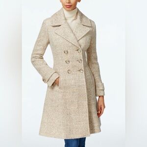Ivanka Trump ALine Double-Breasted Peacoat | Neutral Mélange | Size2 | Like New